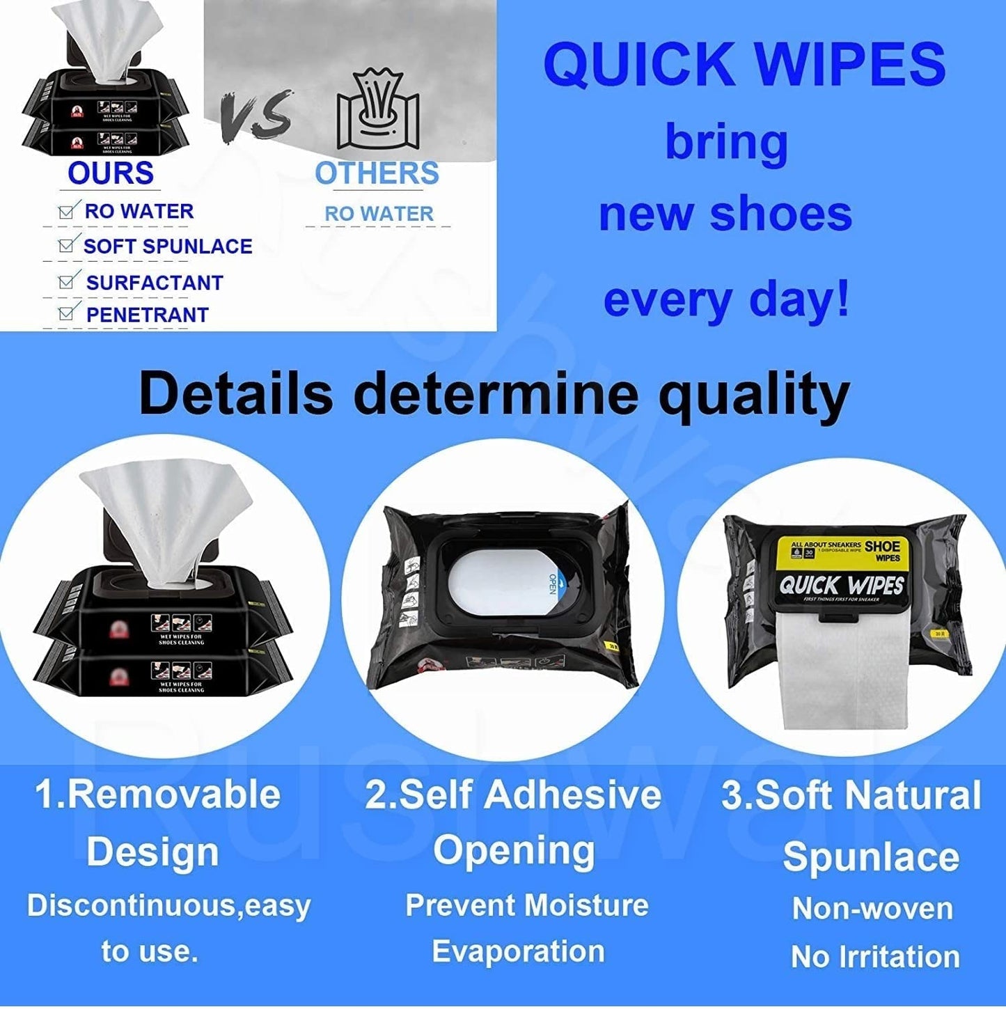 Rew Shoe Wipes (80 + 80 Wipes) Sneaker Wipes Instant Sneaker Cleaner