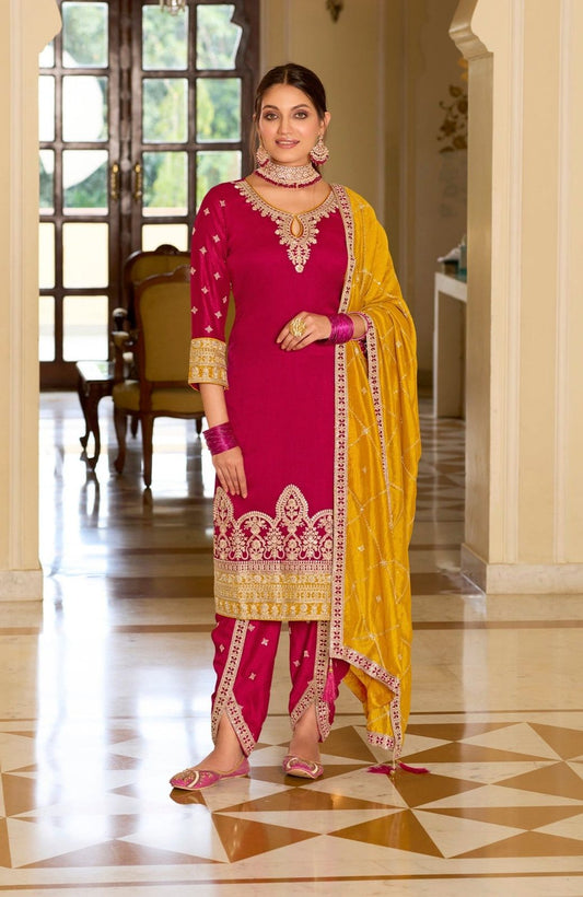 Kurti - Dhoti With Contrast Dupatta