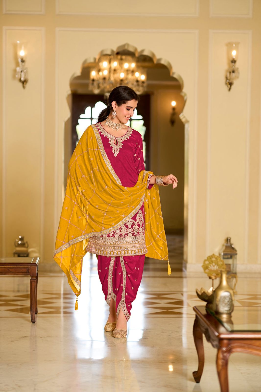 Kurti - Dhoti With Contrast Dupatta