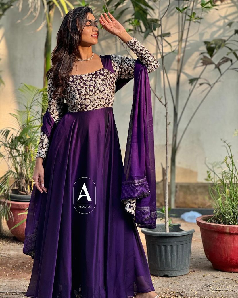 Designer Sequins Embroidered Anarkali Gown